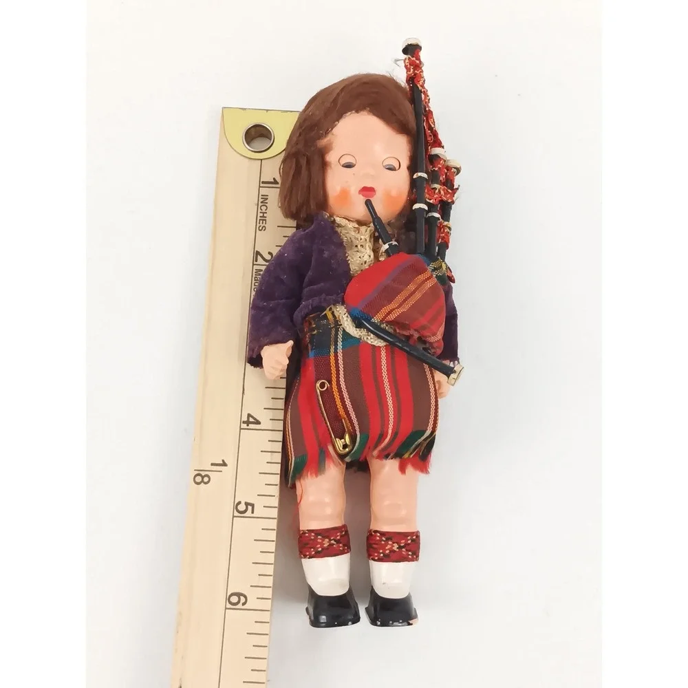 Vintage Roddy Scottish‎ Bagpipe Boy Doll Bagpiper Moving Eyes Traditional Outfit